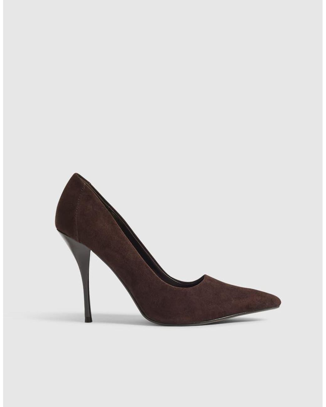 River Island Brown Faux Suede Court Heels