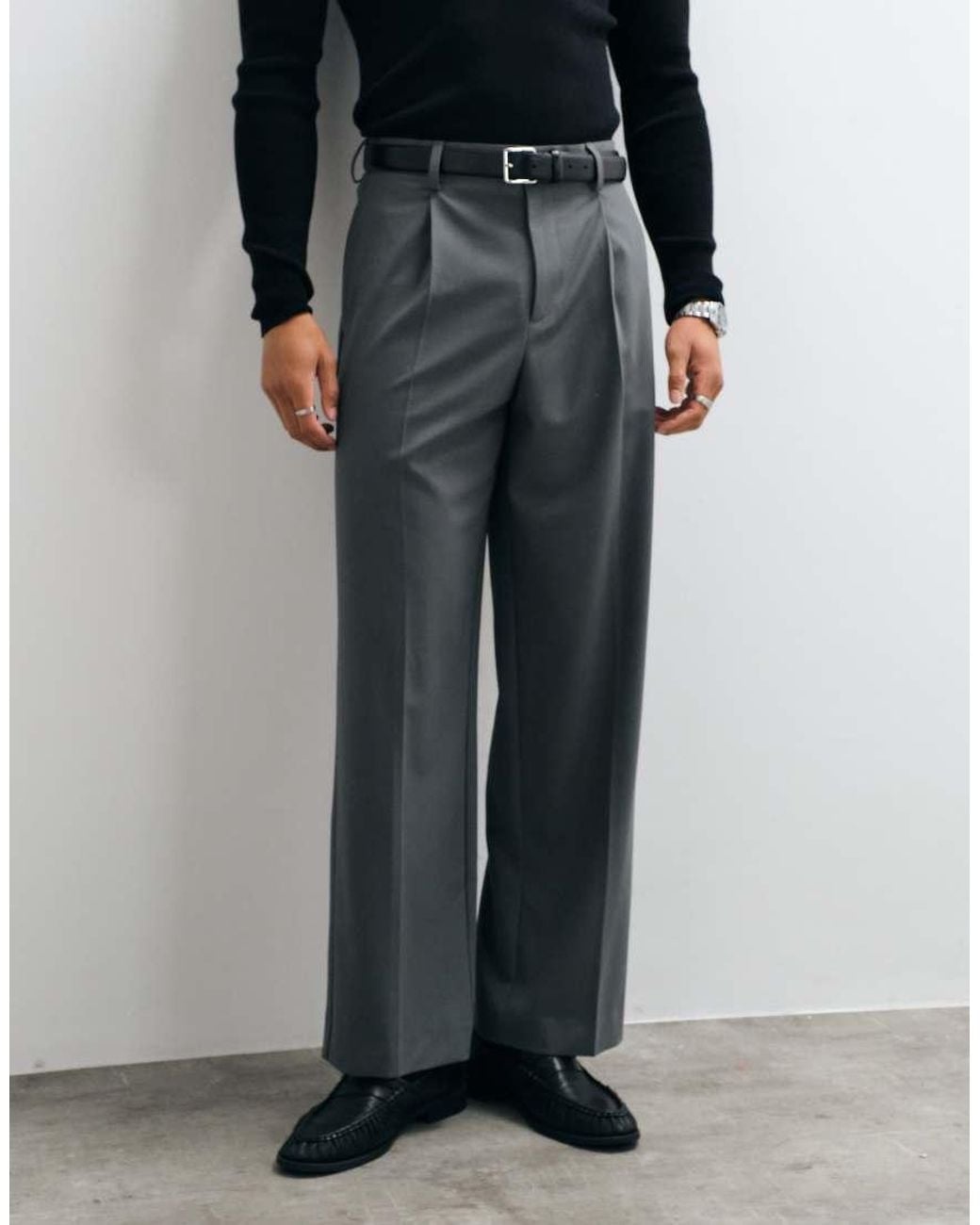 ASOS Blue Tailored Comfort Stretch Wide Leg Trousers for men