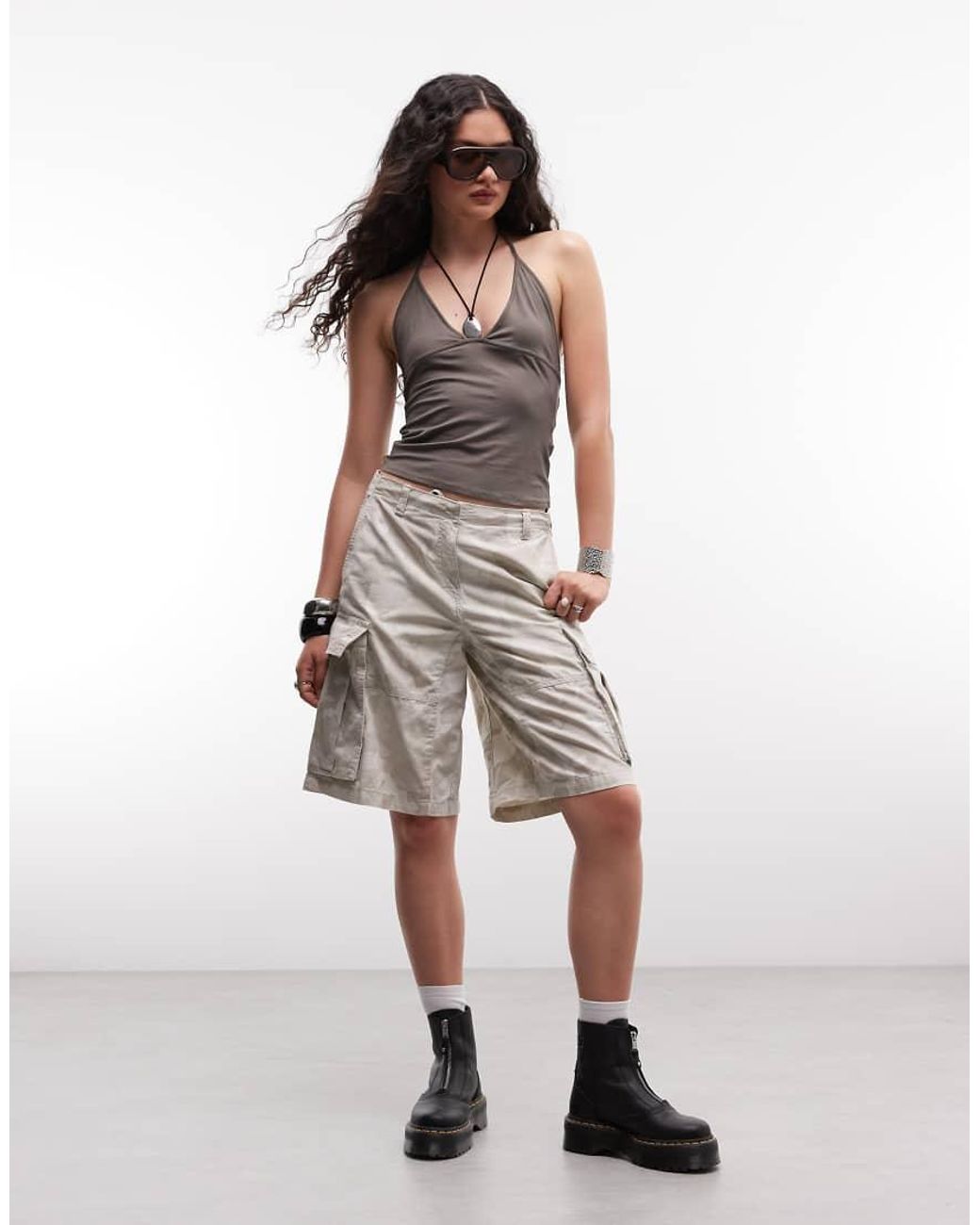 Weekday White Bermuda Cargo Shorts