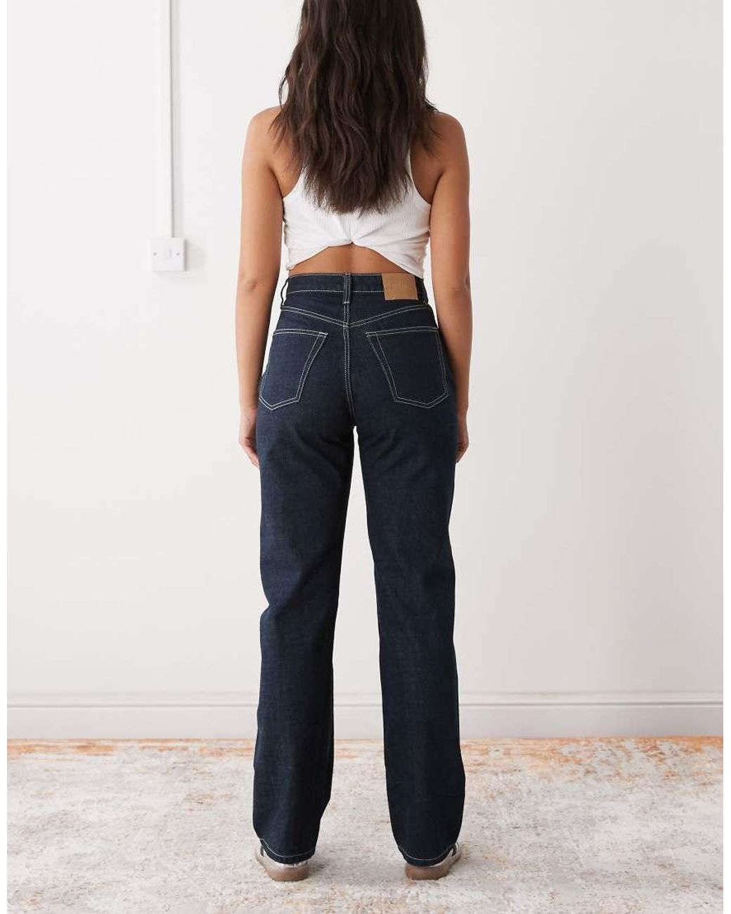 Weekday Blue Resolute High Waist Straight Leg Jeans