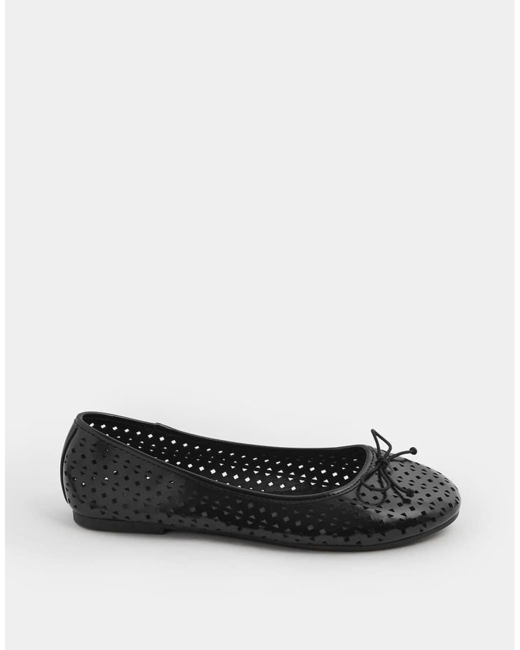 Yours Clothing Black Faux Leather Ballet Pumps