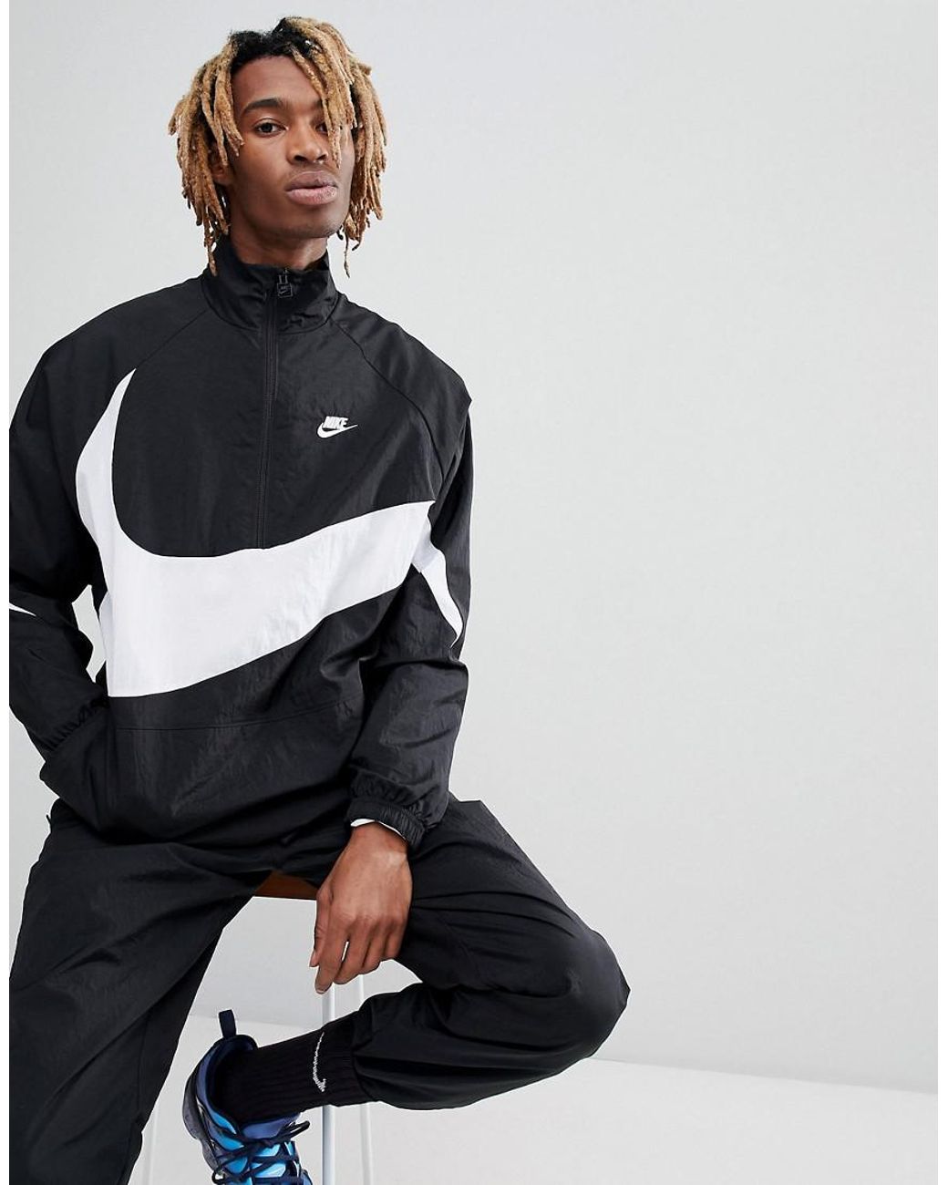 Nike Vaporwave Packable Half Zip Jacket With Large Swoosh In Black Aj2696-010  for Men | Lyst Australia