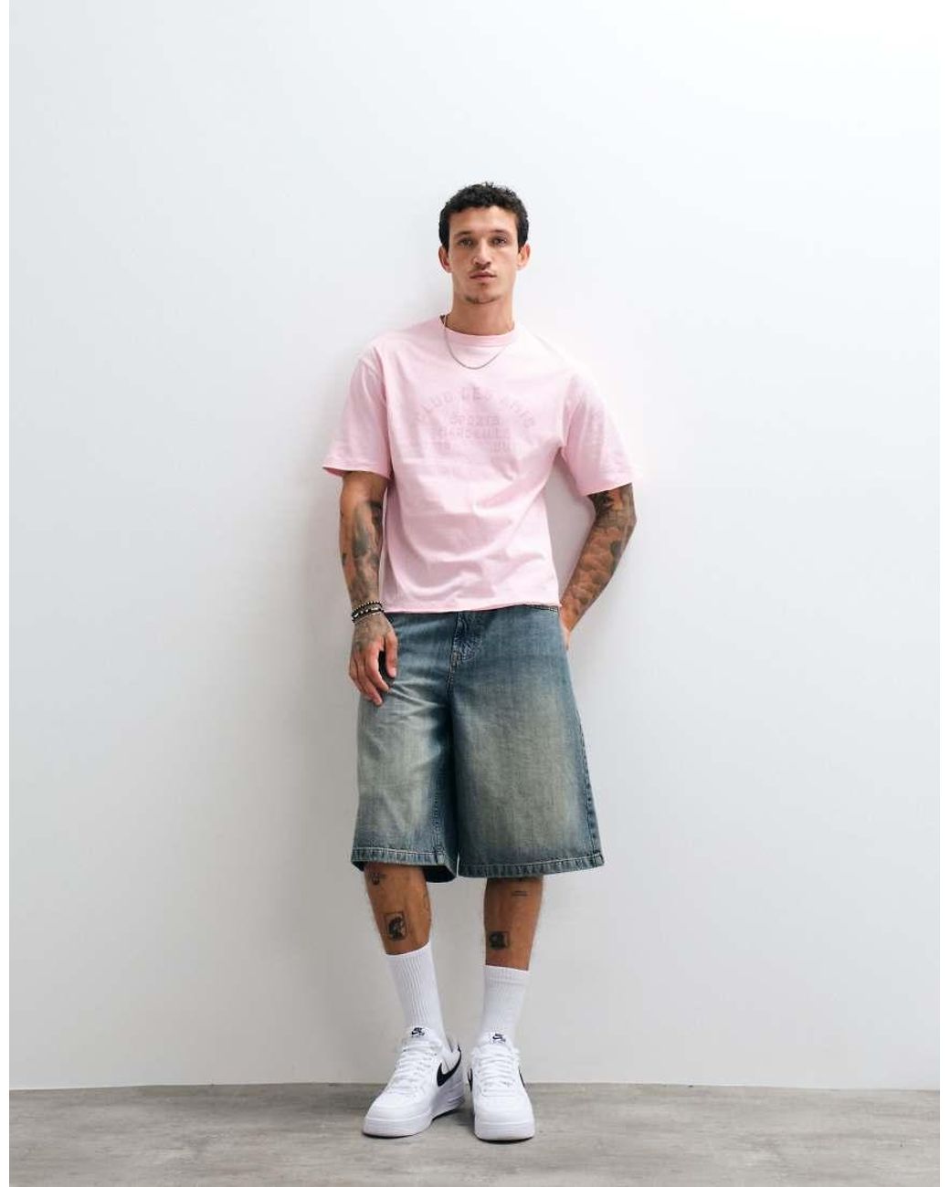 ASOS Pink Boxy Relaxed T-shirt With Front Text Graphic And Raw Hems for men