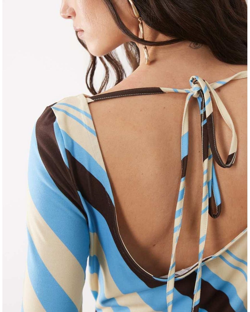 ASOS Blue Long Flute Sleeve Maxi Dress