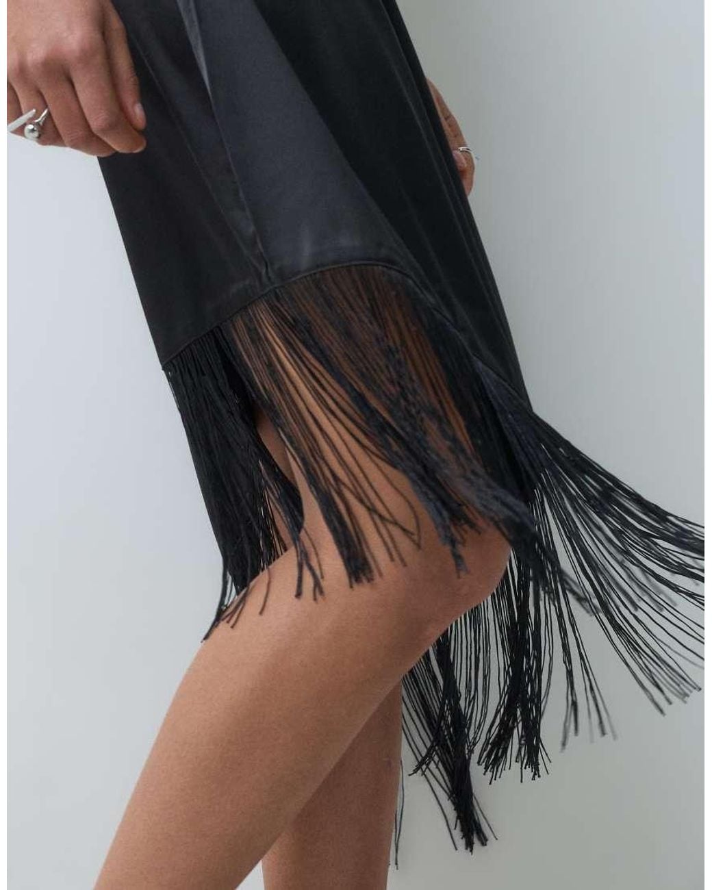 Noisy May Black Fringes Detail Asymmetric Mini Dress