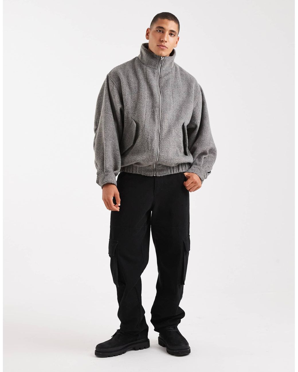 ASOS Gray Wool Look Bomber for men