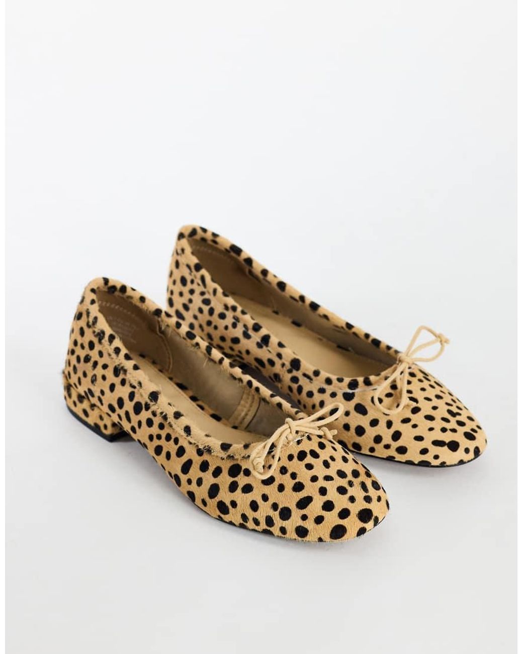 TOPSHOP Metallic Dottie Real Leather Block Heel Ballet Shoe
