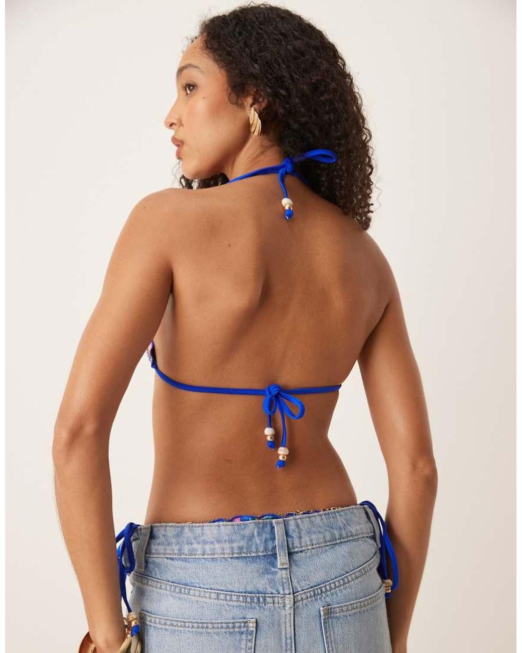 Kulani Kinis Blue Stripe Triangle Bikini Top