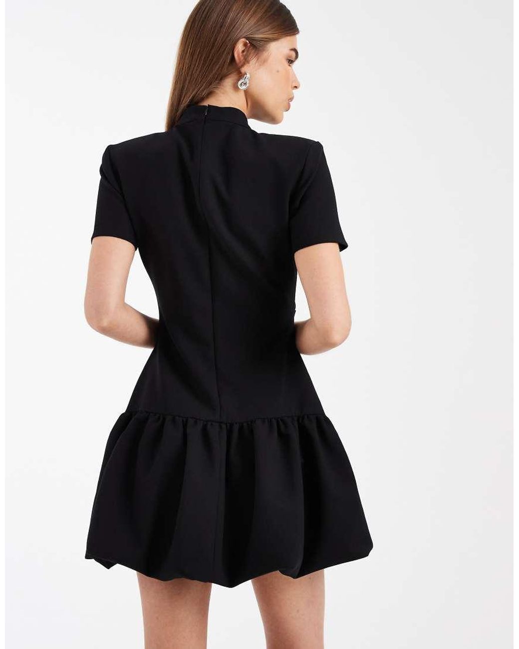 ASOS Black Structured Bubble Hem Mini Dress
