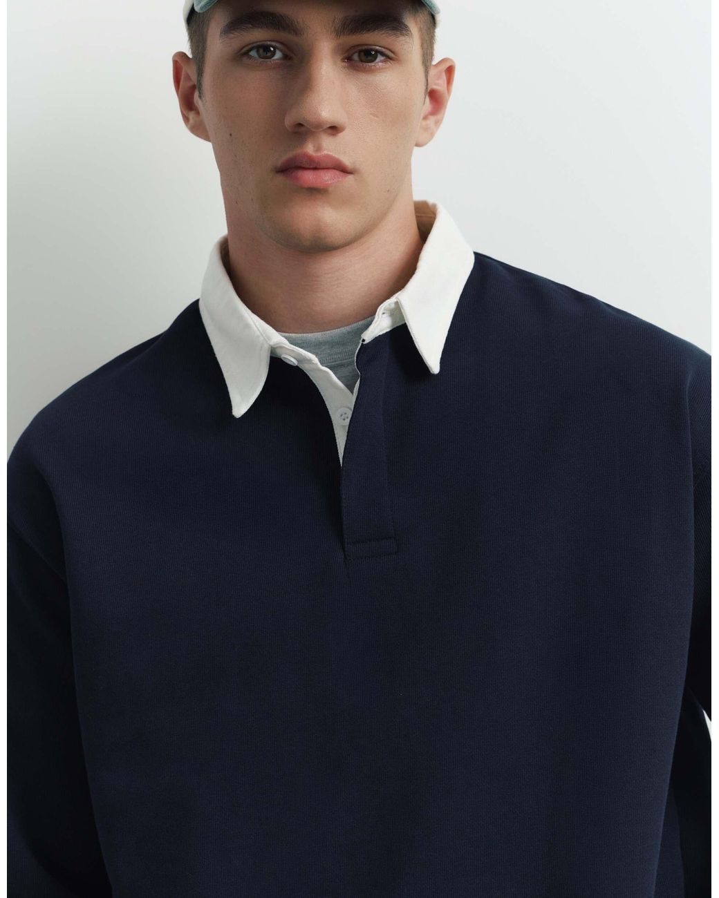 Pull&Bear Langarm-polohemd in Blue für Herren
