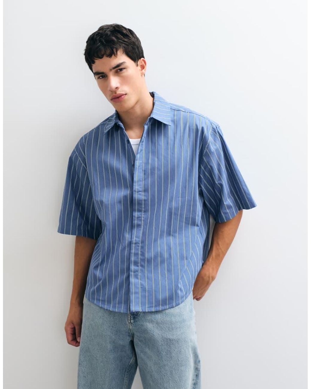 ASOS Blue Oversized Stripe Shirt for men