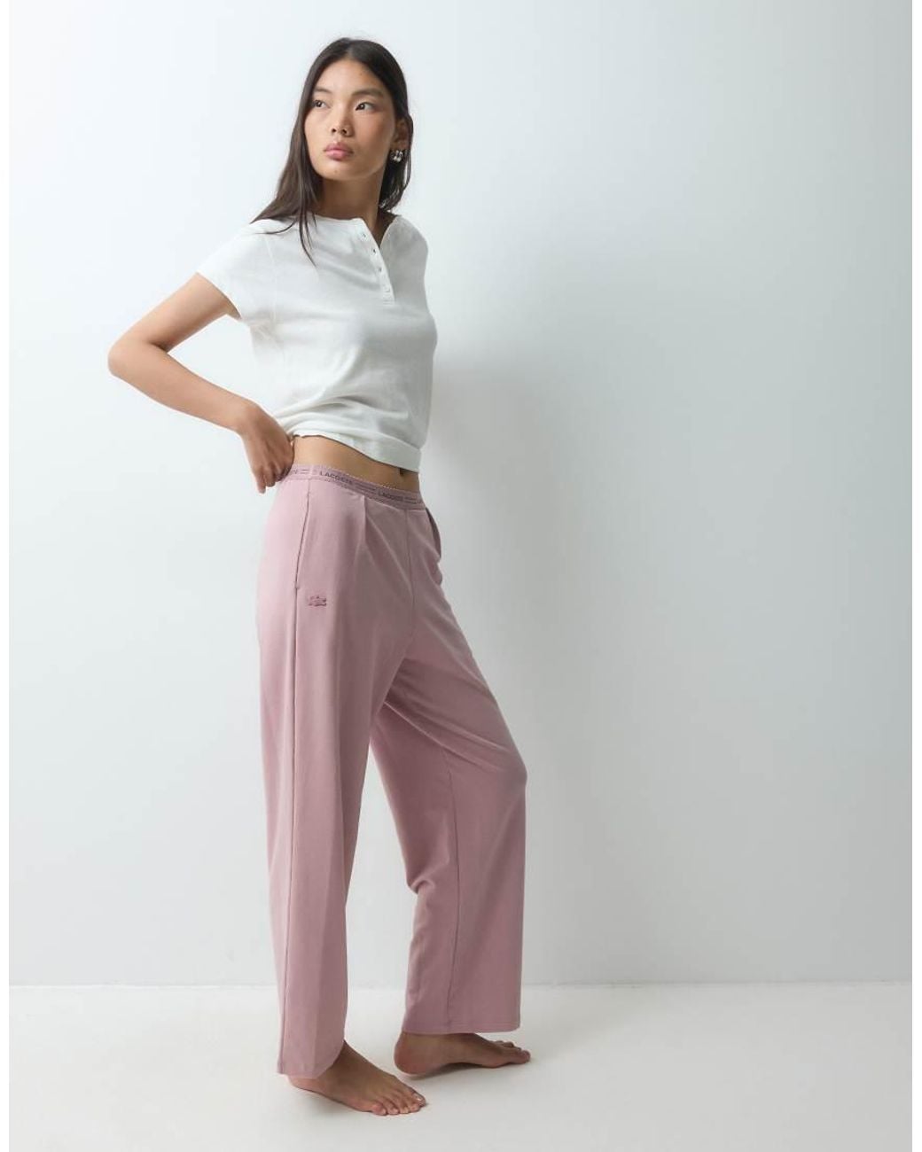 Lacoste Purple Wide Leg Lounge Pants