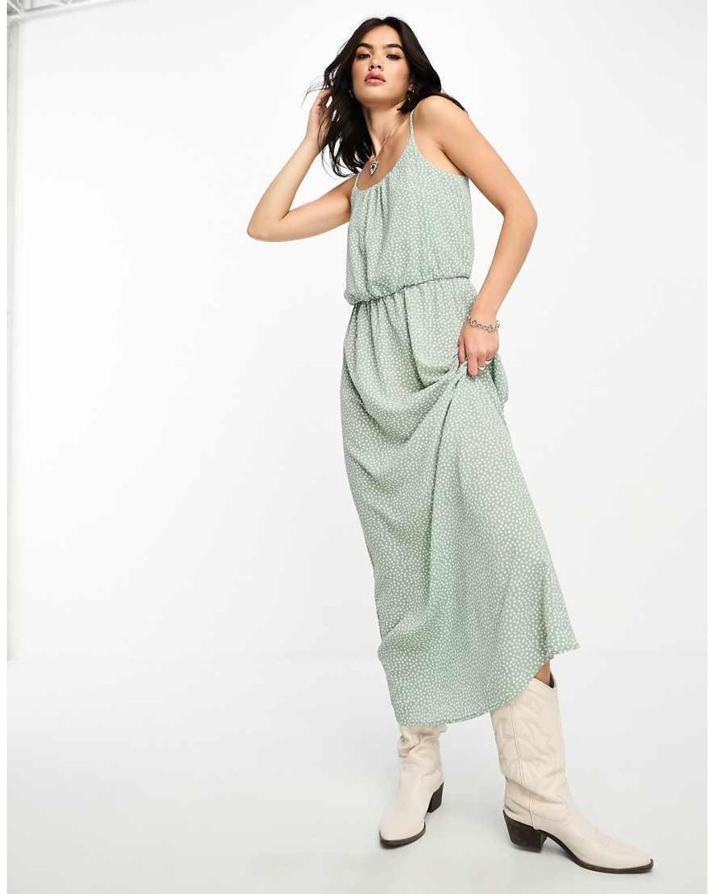 ONLY Green Ruched Out Maxi Dress