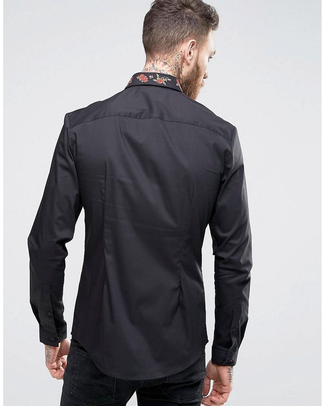 ASOS Cotton Skinny Shirt With Rose 