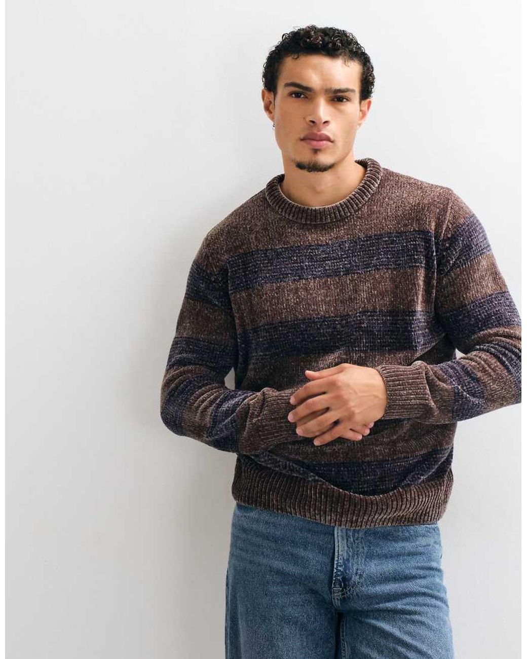 Brave Soul Natural Chenille Crew Neck Jumper for men