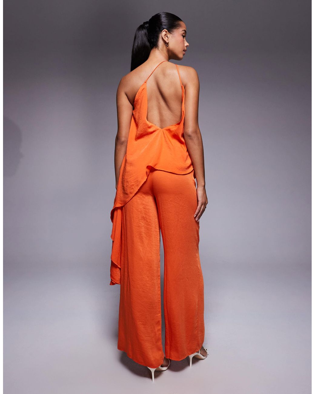 ASOS Orange Halter Double Layer Jumpsuit