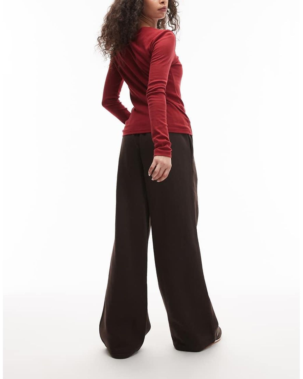 Adidas Originals Red Essential Wide Leg Joggers