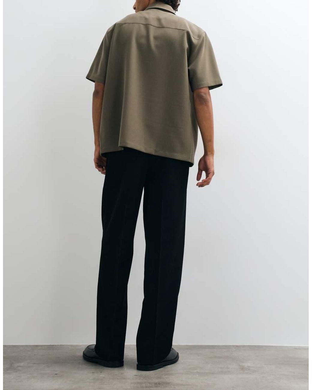 ASOS Black Wide Leg Tailored Trousers With Front Pleats for men