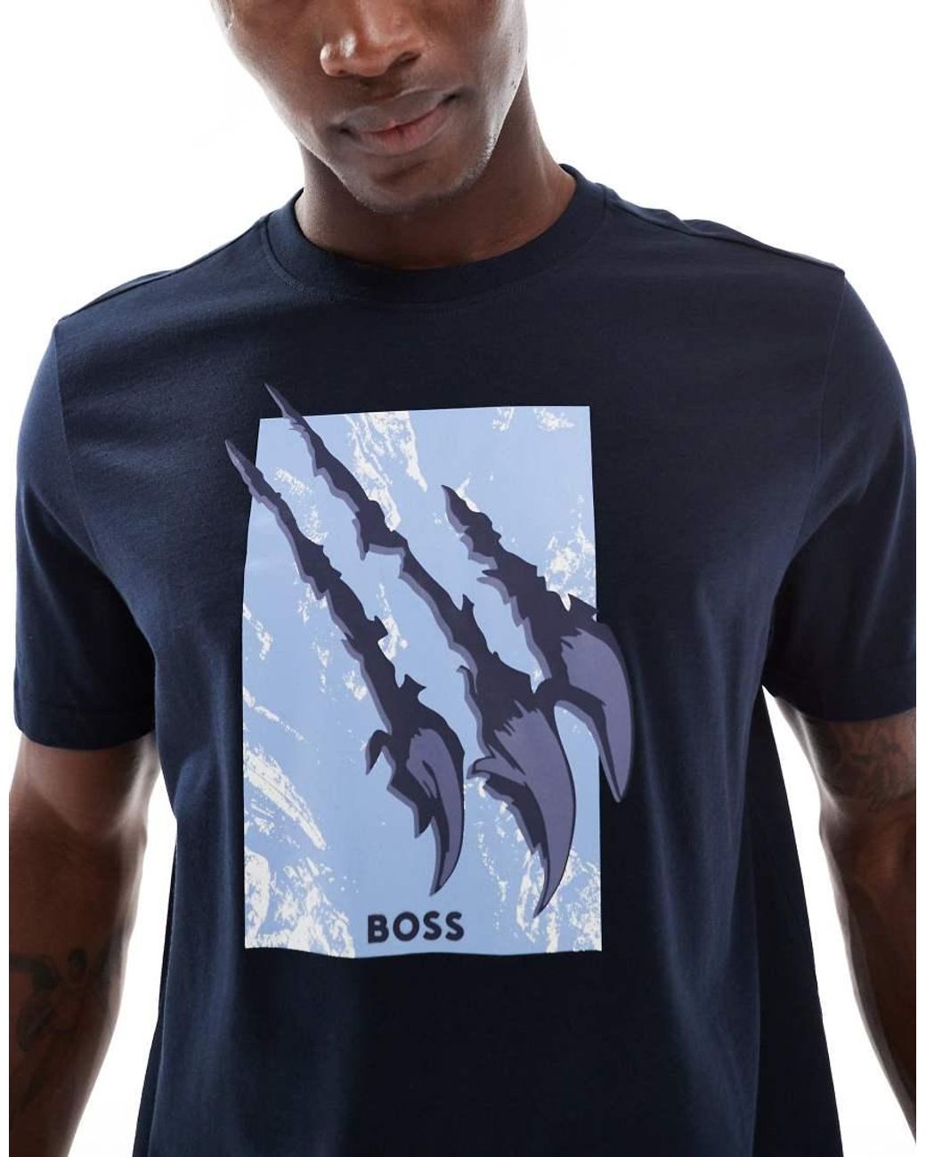 Boss Blue Chest Print T-shirt for men