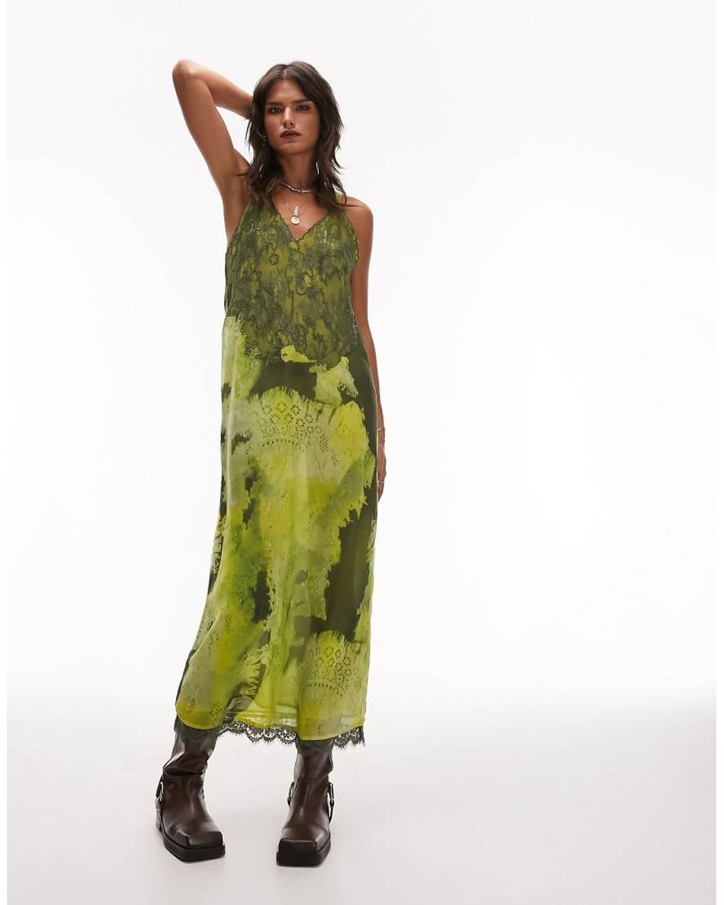 TOPSHOP Lace Cami Midi Dress in Green | Lyst UK TOPSHOP Lace Cami Midi Dress in Green | Lyst UK