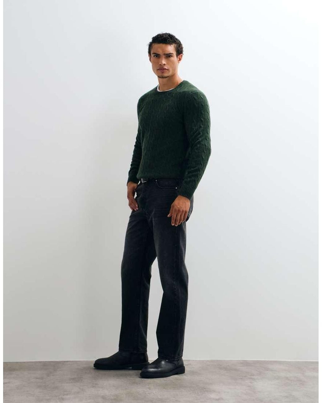 Polo Ralph Lauren Green Icon Logo Rich Wool Cable Knit Jumper for men