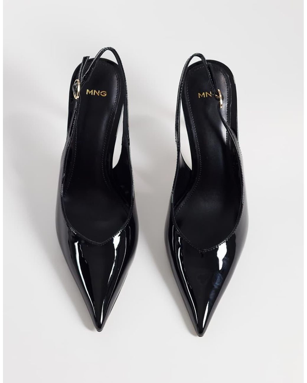 Mango Black Faux Leather Slingback Heeled Court Shoe