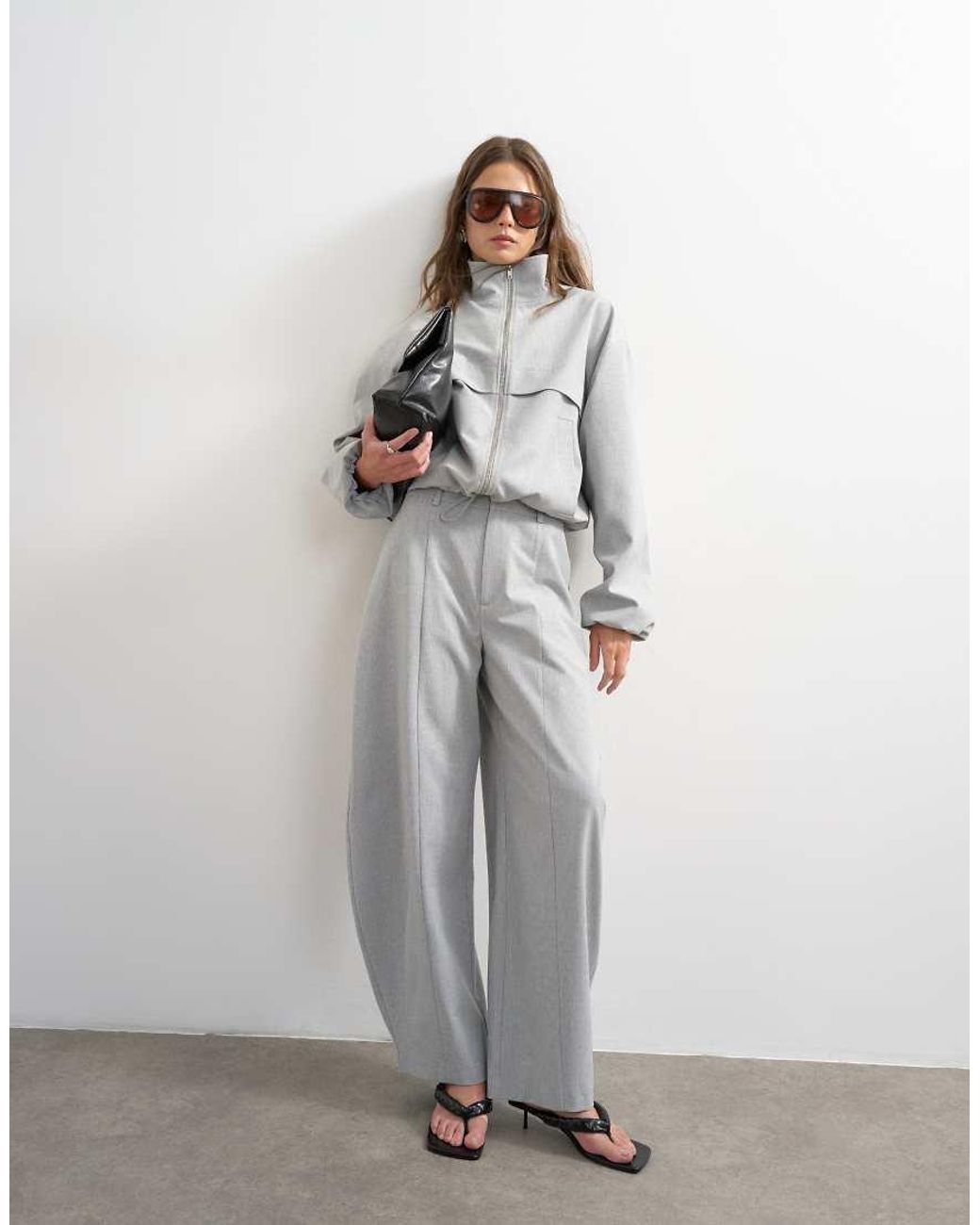 TOPSHOP Gray Co Ord Barrel Trouser