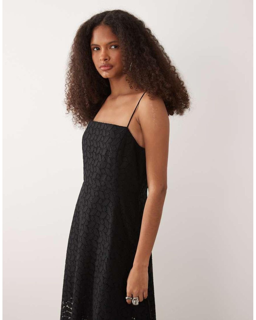 Mango Black Embroidered Cami Maxi Dress