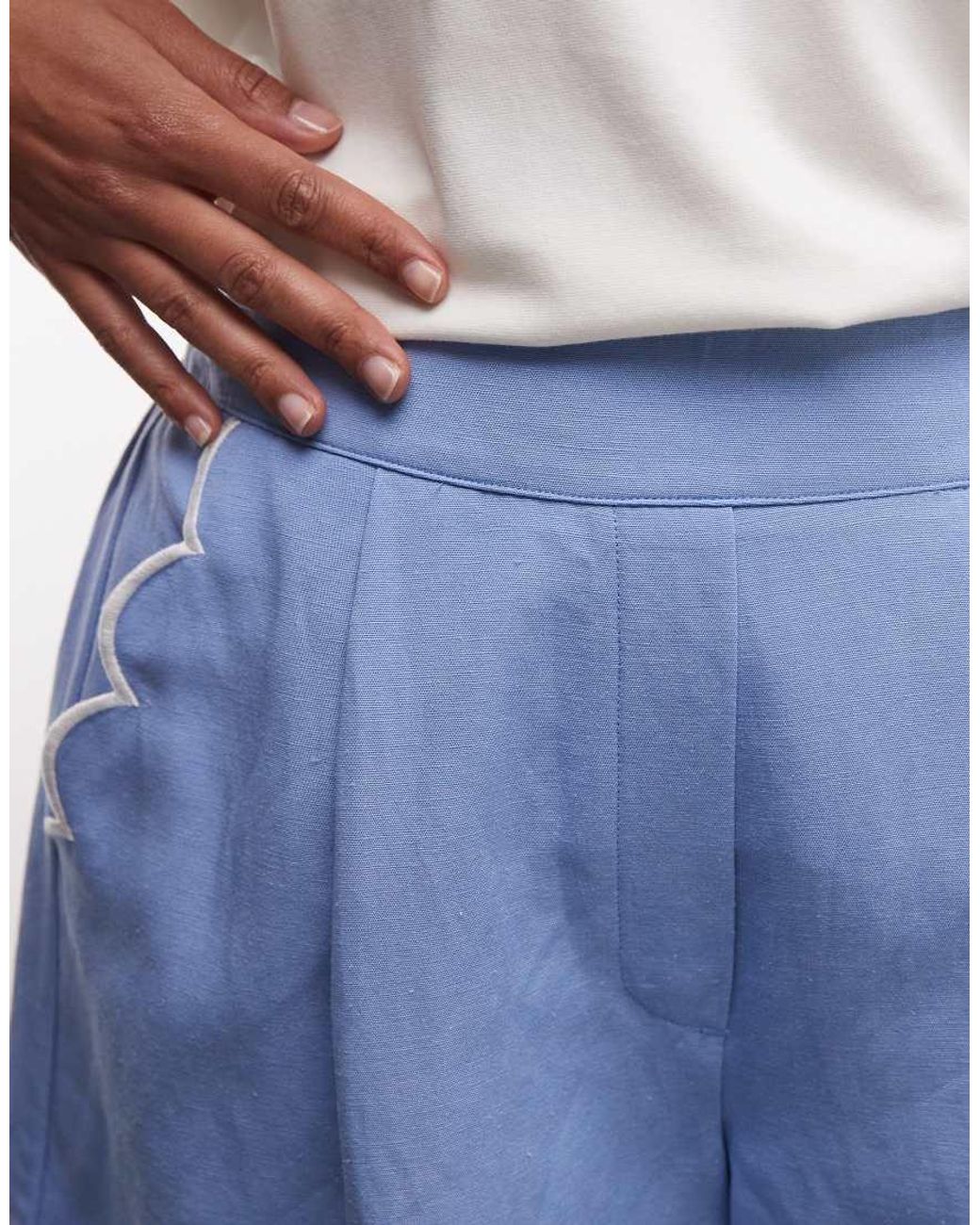 River Island White Scallop Edge Detail Shorts