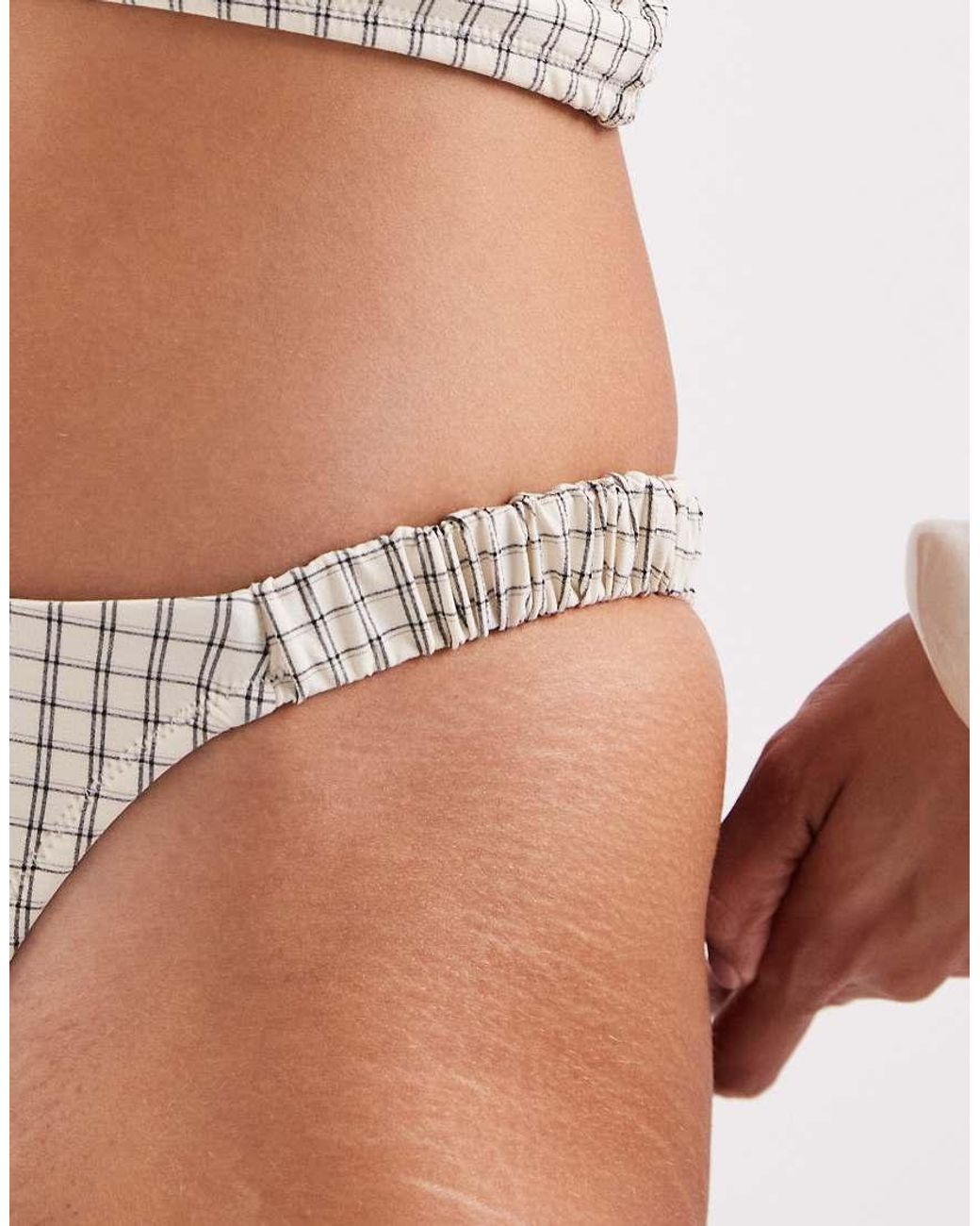ASOS White Piper Paper Touch High Leg Bikini Bottom