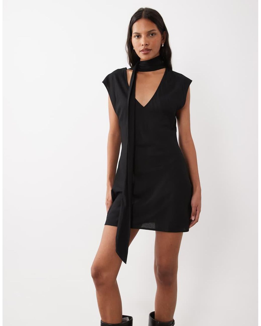 ASOS Black Scarf Detail Mini Dress