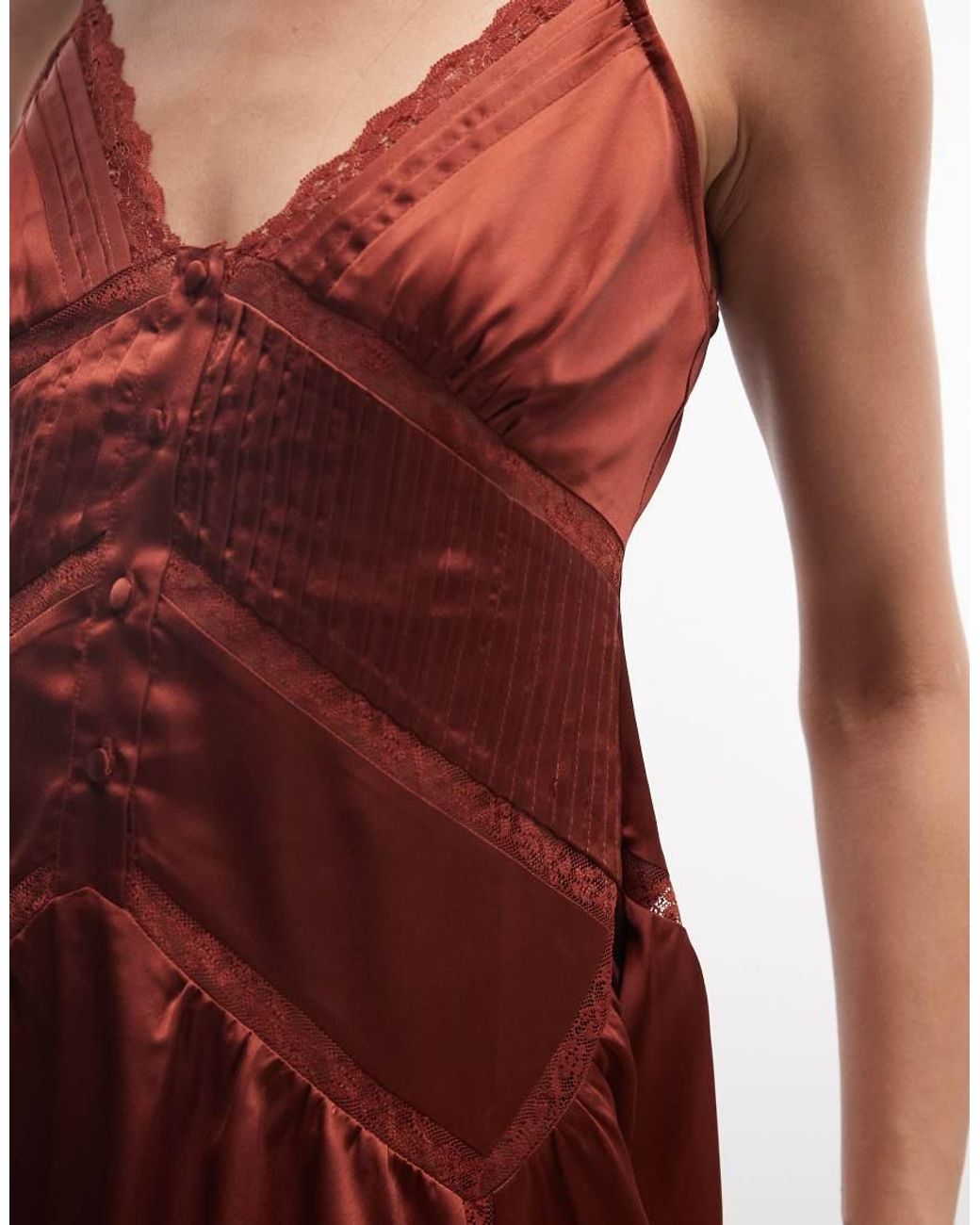 Reclaimed Vintage Red Cami Sundress With Lace Inserts
