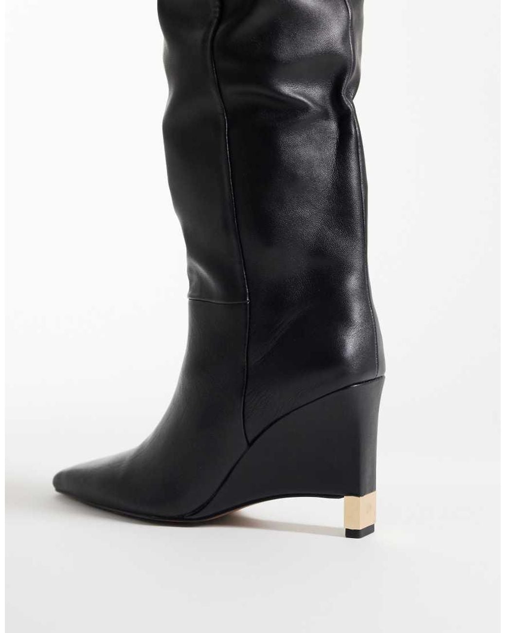 ASOS White Katya Wedge Ruched Over The Knee Boots