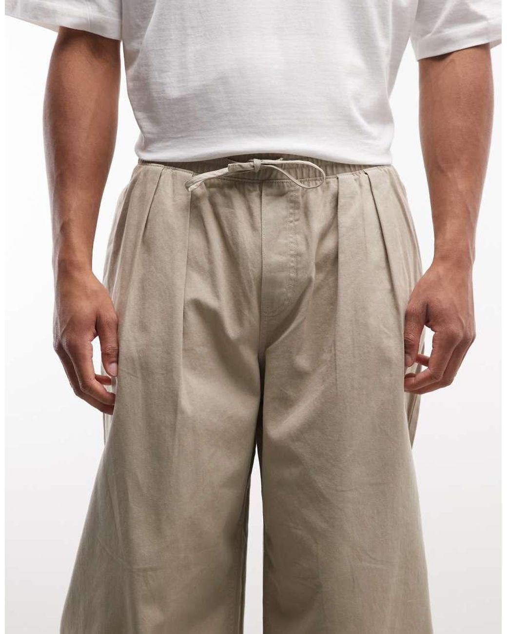 Weekday Natural Pull On Barrel Leg Trousers for men