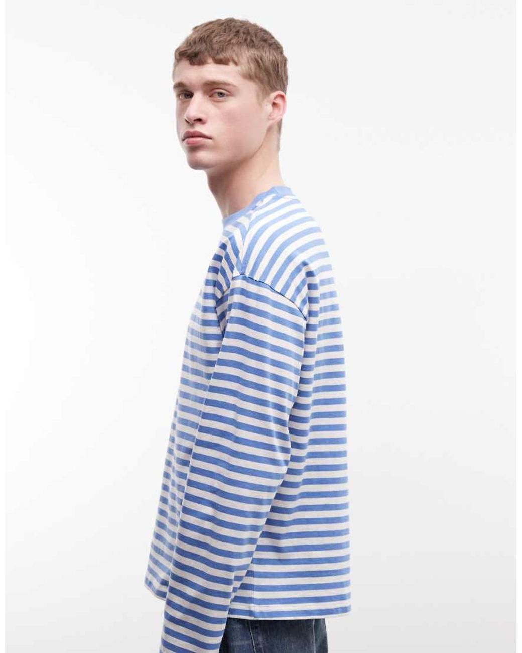 Weekday Blue Boxy Oversized Fit Long Sleeve T-shirt for men