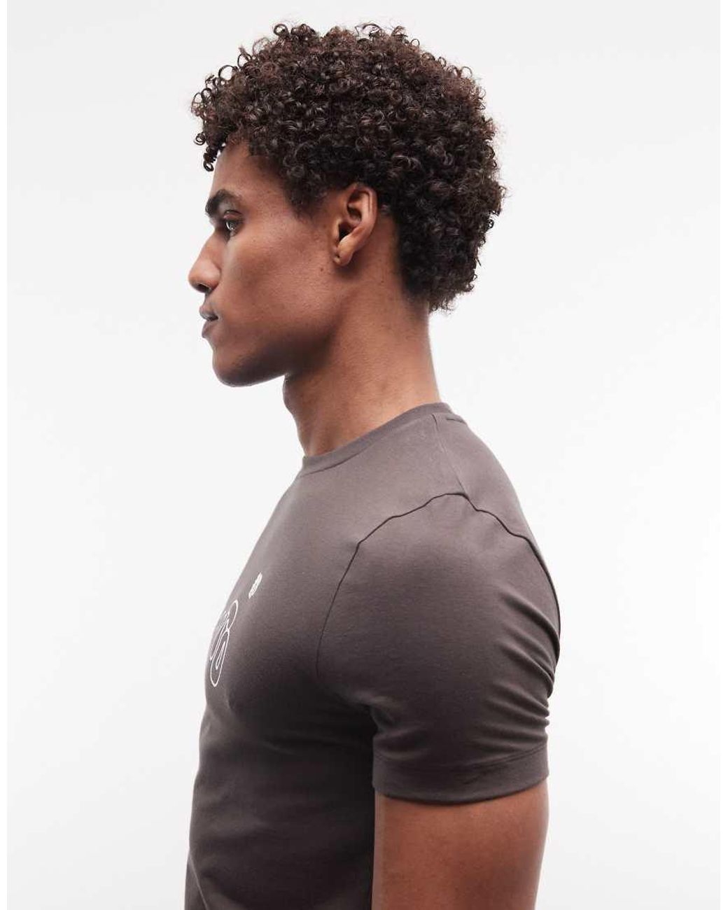 ASOS Brown Muscle T-shirt With Kyoto Bubble Chest Graphic for men