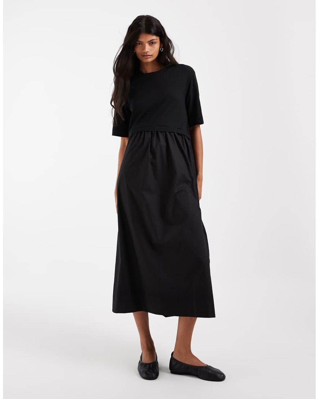 ASOS Black Asos Adaptive Jersey Hybrid T-Shirt Midi Dress