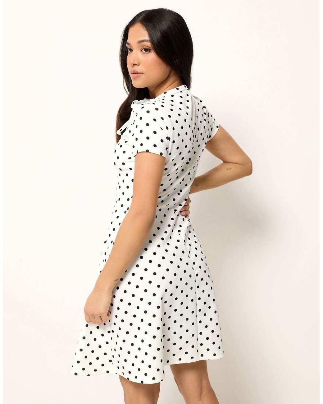 PixieGirl White Petite Polka Dot Mini Dress