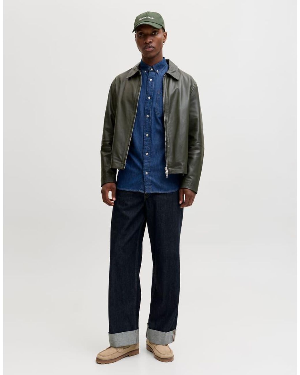 Jack & Jones Blue Brook Denim Button-down Collar Long Sleeve Shirt for men