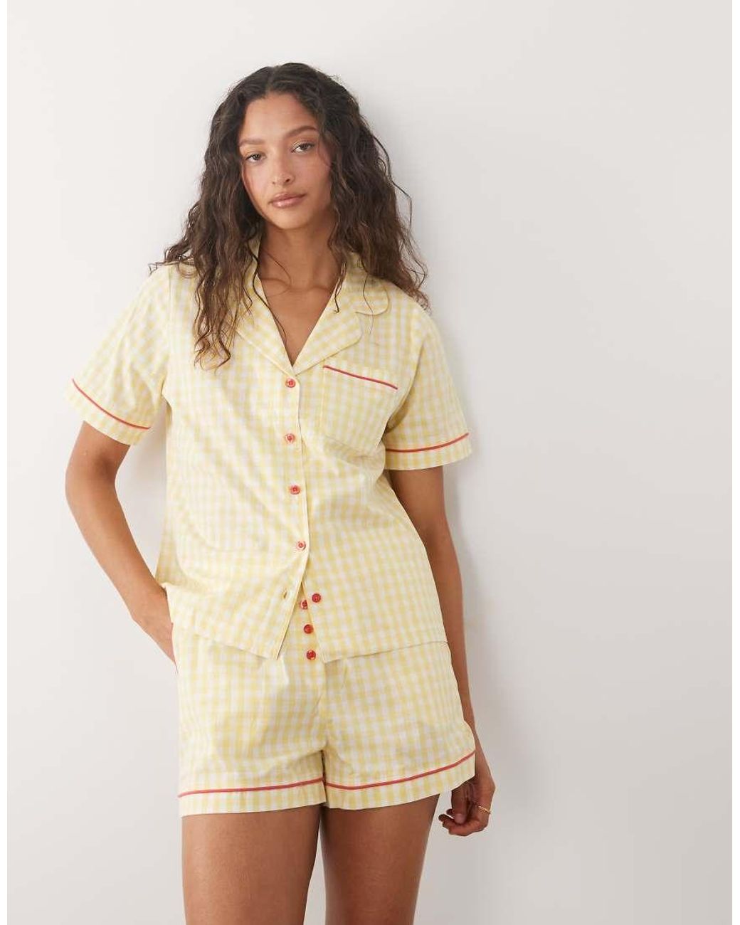 Threadbare Natural Shirt And Shorts Pajama Set