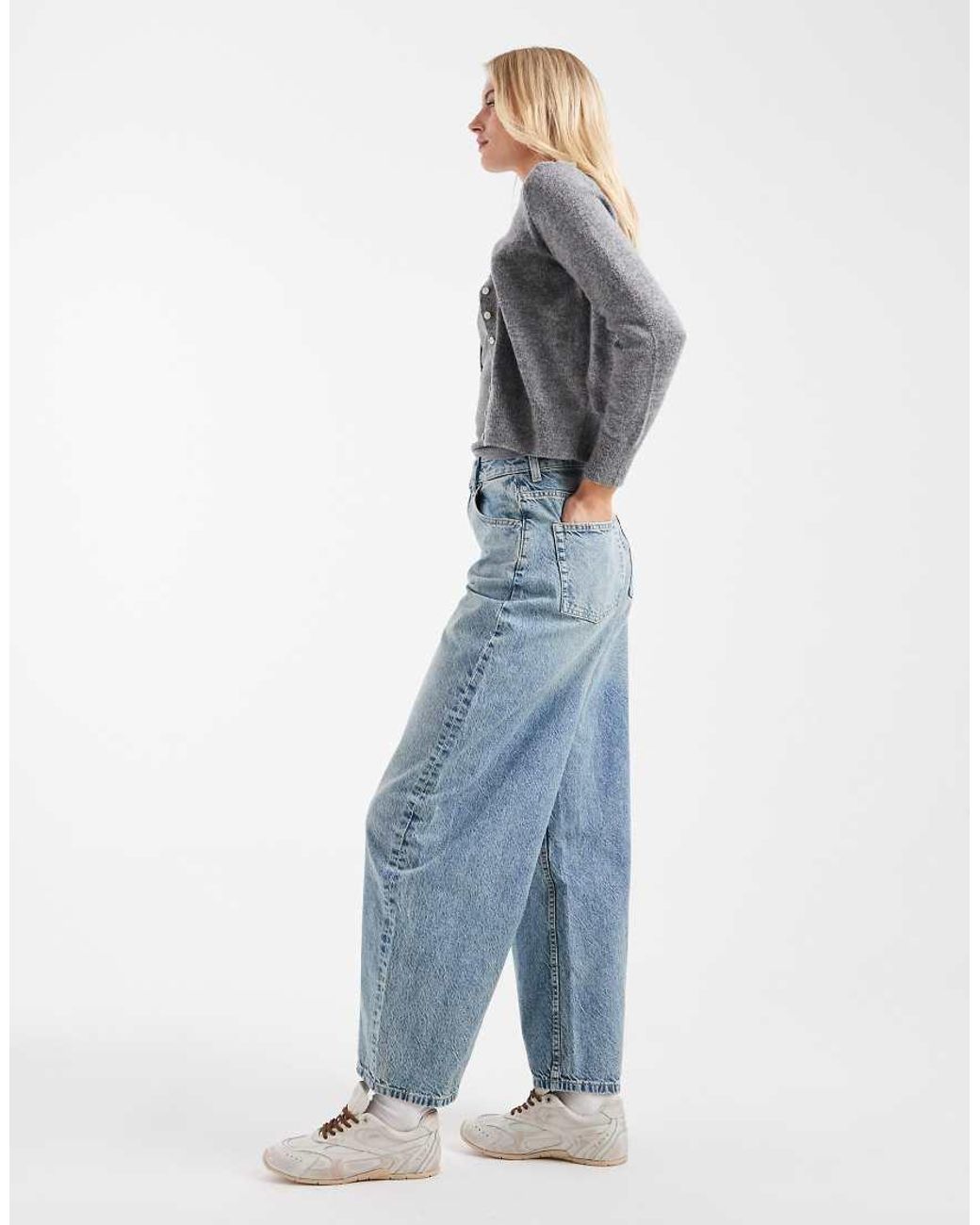 ASOS Blue Asos Design Tall High Waisted Barrel Jean