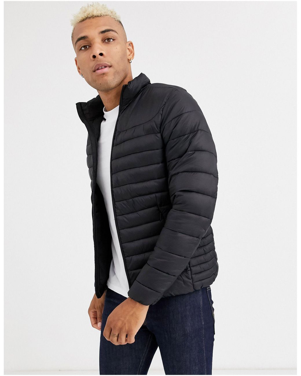 Pull&Bear Synthetic Join Life Light Puffer Jacket in Black (Green) for 