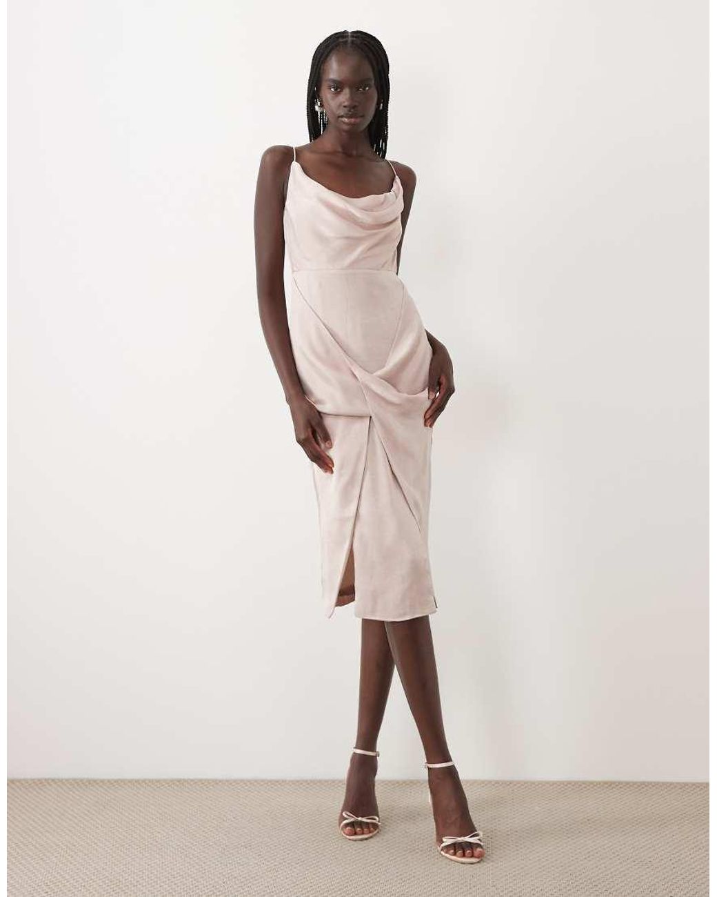 True Decadence Natural Draped Midi Dress