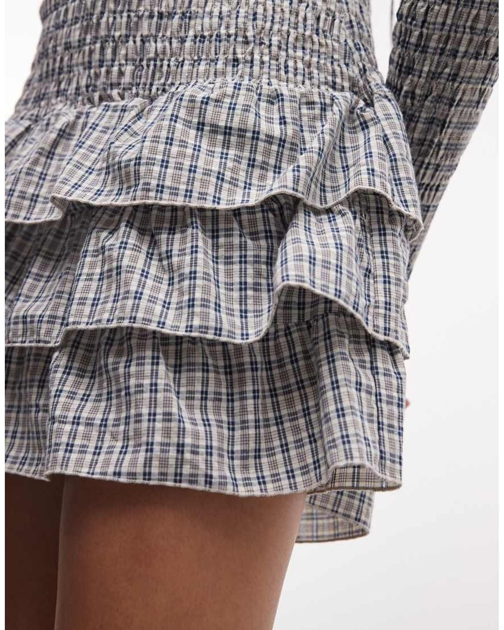 Daisy Street Gray Long Sleeve Drop Waist Shirred Ruffle Mini Dress