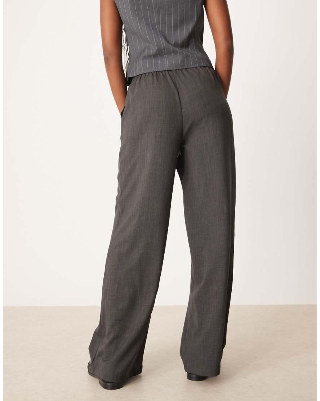 Jdy Gray Tie Detail Wide Leg Trousers