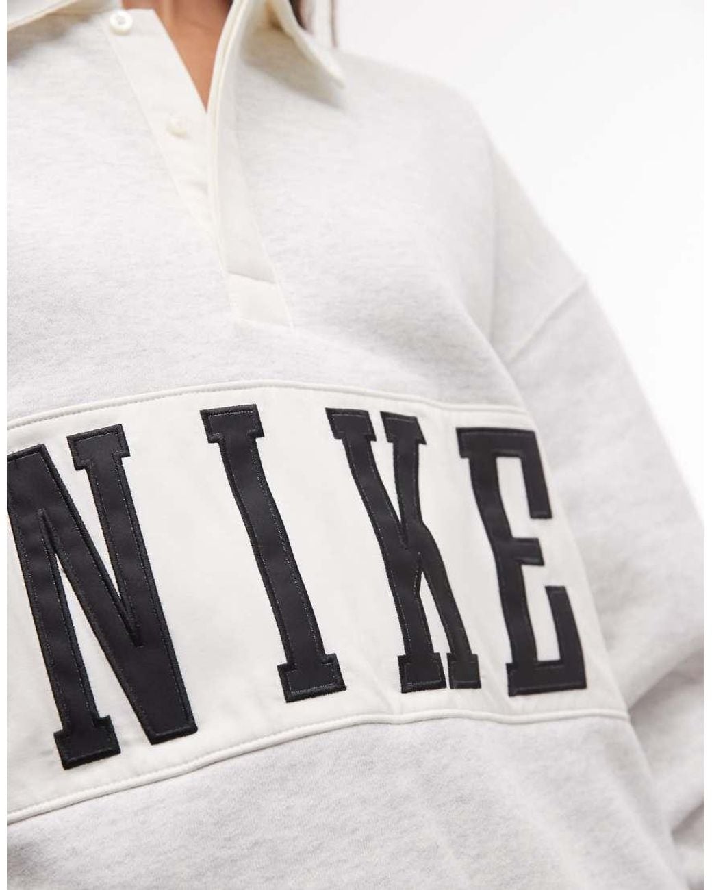 Nike White Studio Fleece Mid-Weight Oversized Rugby Sweat