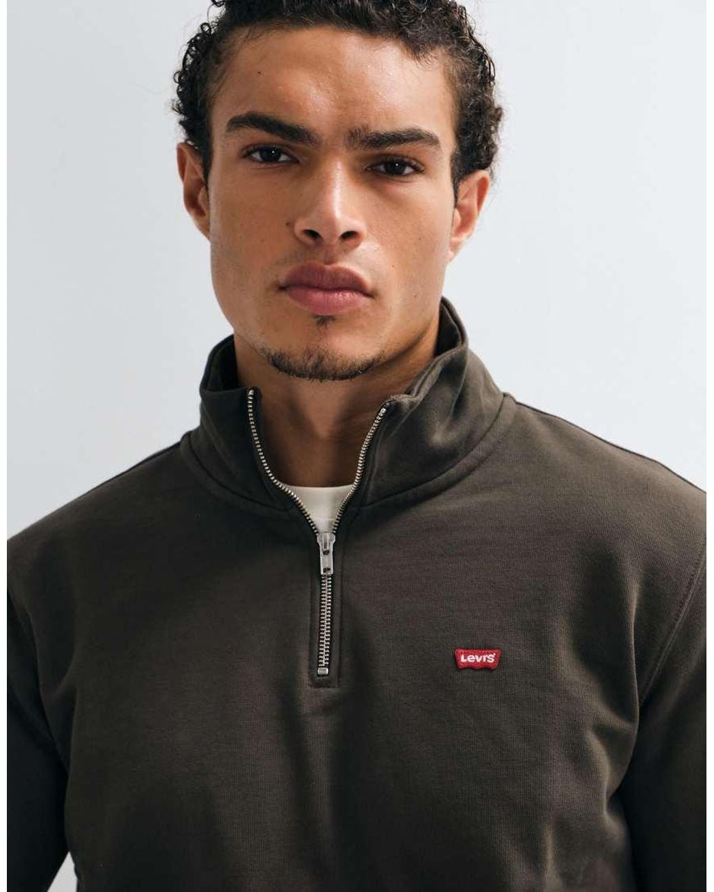 Levi's Black Original Batwing Logo Half Zip Sweatshirt for men