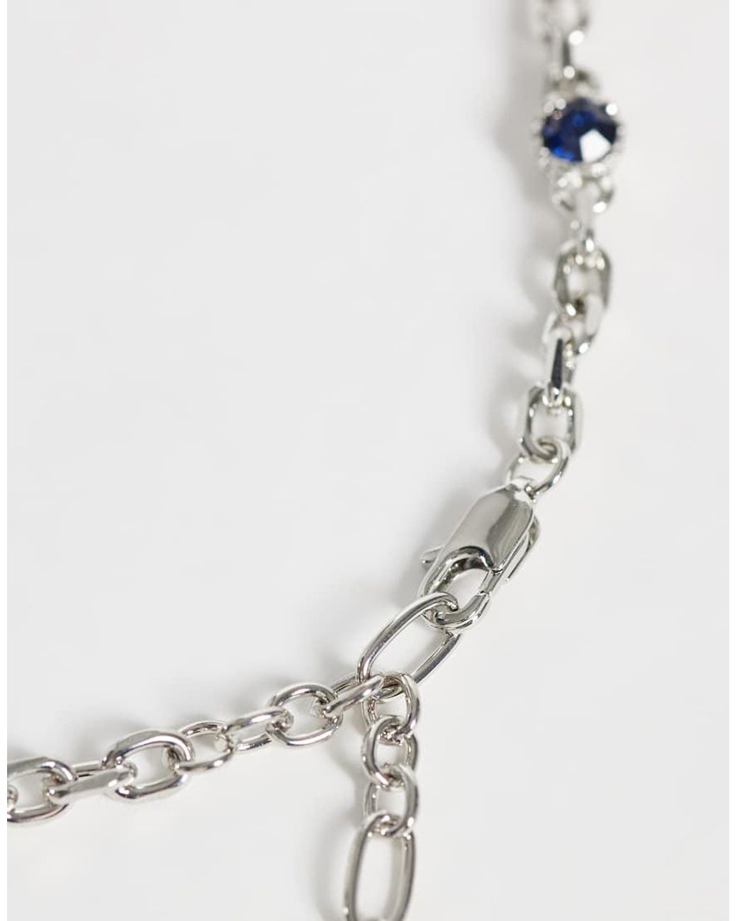 ASOS Natural Faux Sapphire Stone Chain Necklace for men