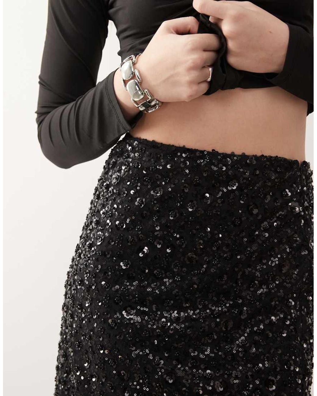 Miss Selfridge White Sequin Maxi Skirt