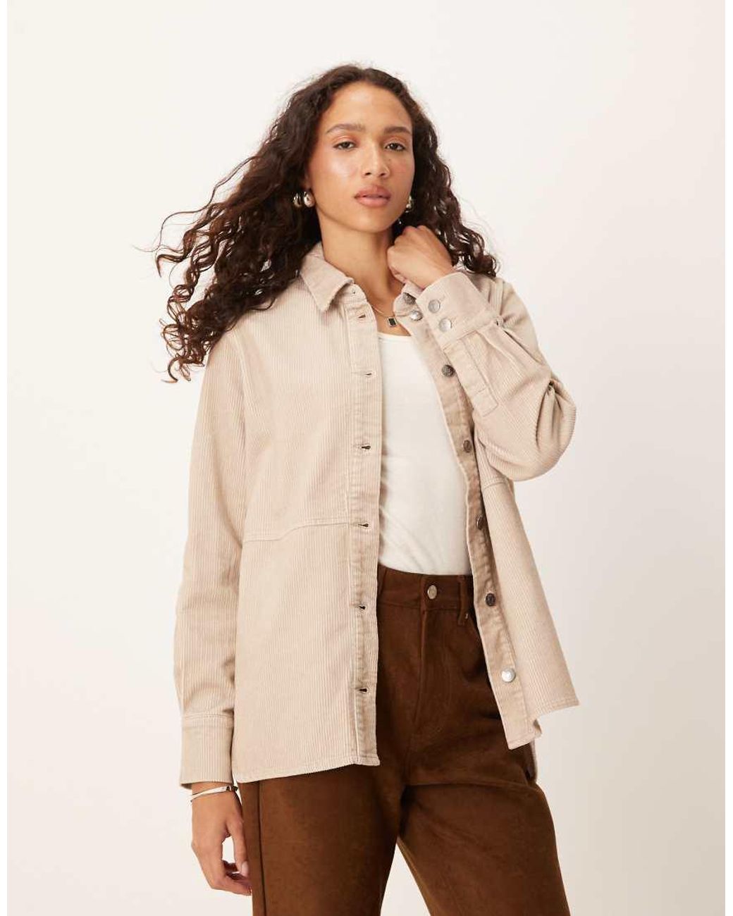Jdy Natural Relaxed Fit Cord Shacket